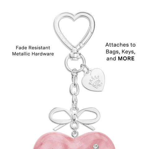 Pink Crystal Heart Bag Charm
