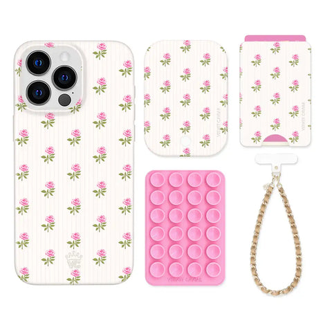Pink Peony Floral iPhone Bundle Set - Wallet