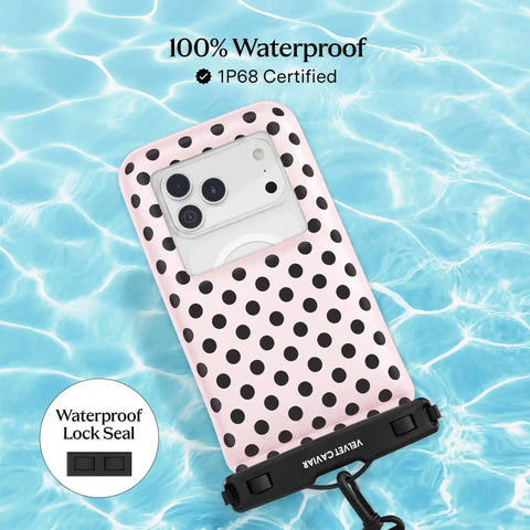 Princess Pink Polka Dot Waterproof Floating Phone Pouch