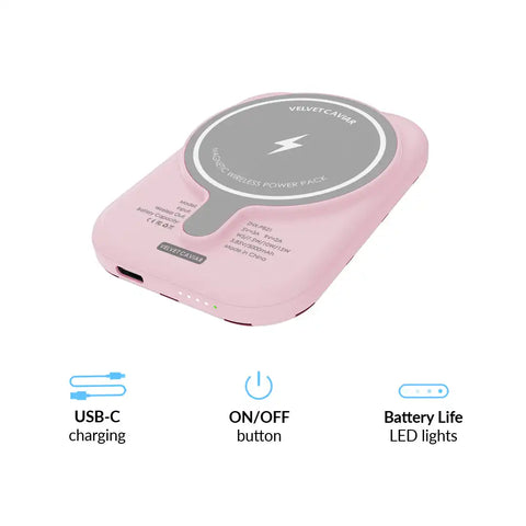 Princess Pink Polka Dot Portable MagSafe Charger Power Pack