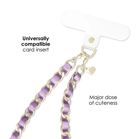 Metallic Purple Leather Chain Phone Charm