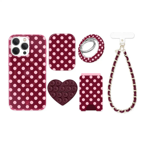 Raspberry Polka Dot iPhone Bundle Set