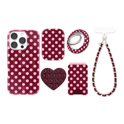 Raspberry Polka Dot iPhone Bundle Set