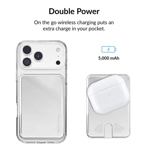 Silver Chrome Slim Portable MagSafe Charger Power Pack