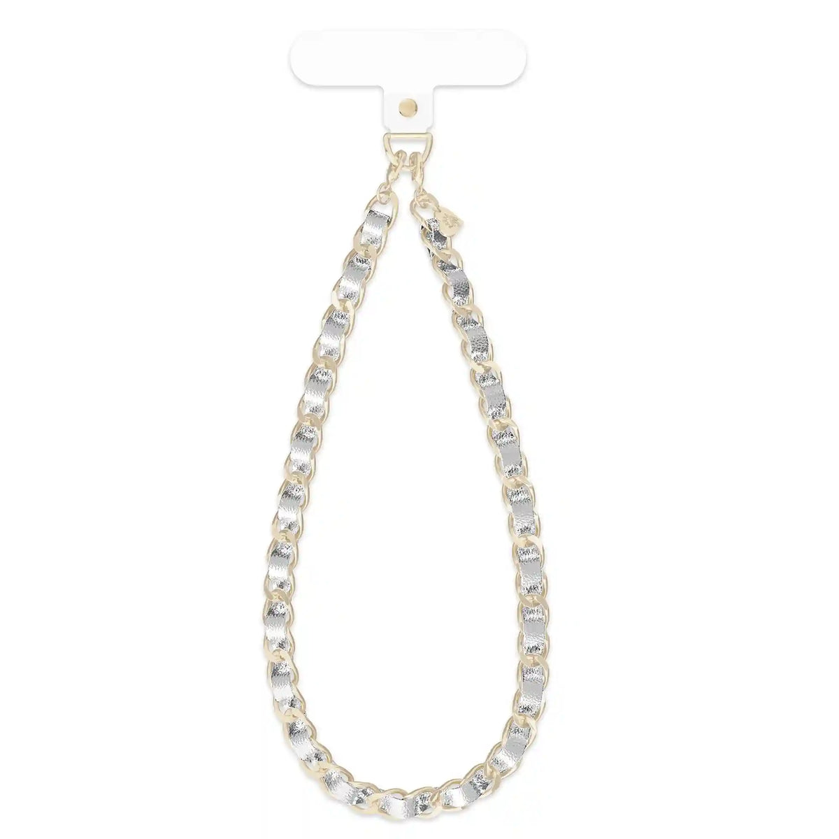 Silver Leather Chain Phone Charm