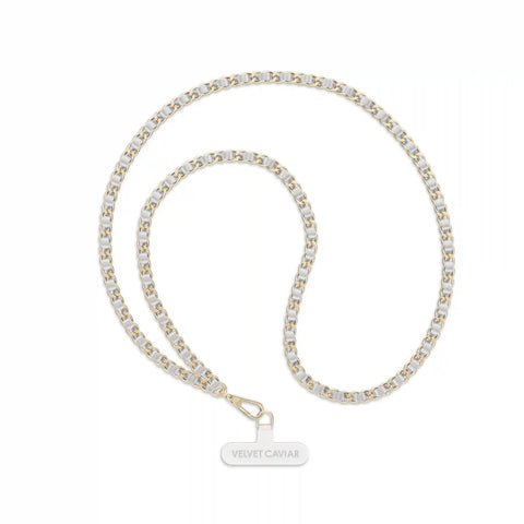 Silver Leather Chain Phone Crossbody Strap