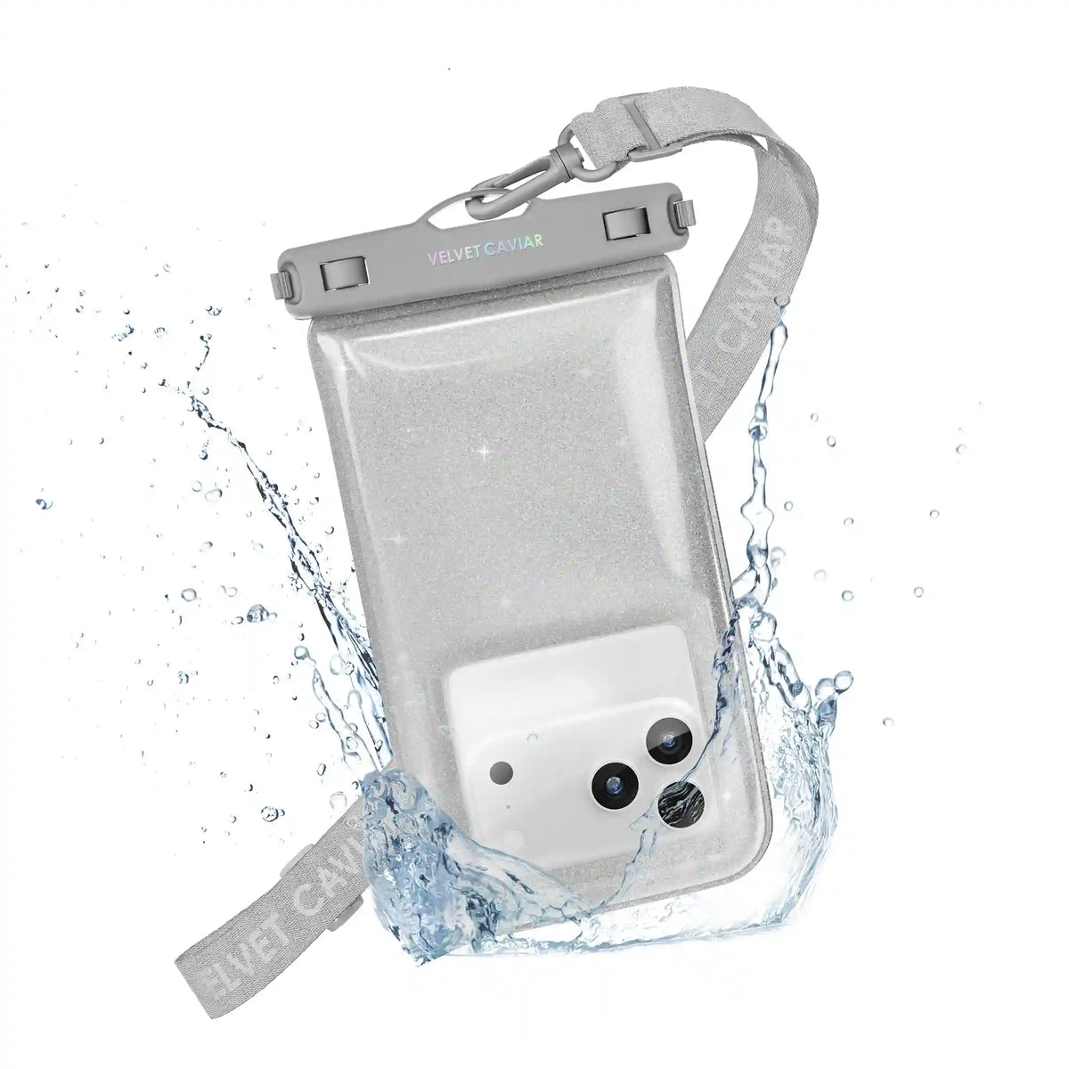 Silver Stardust Glitter Waterproof Floating Phone Pouch