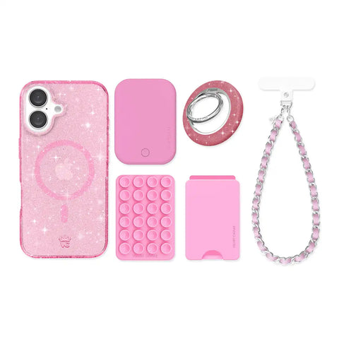 Pink Stardust Glitter iPhone Bundle Set
