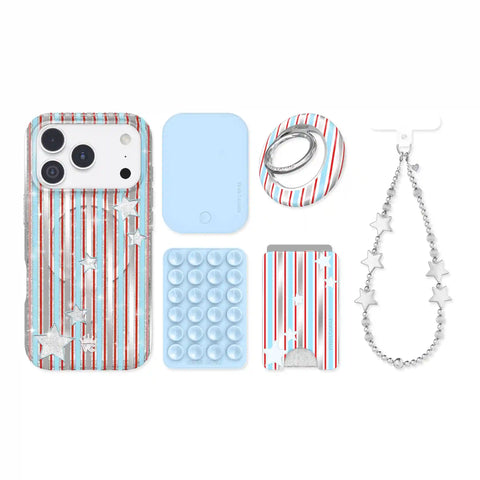 Stars & Stripes Glitter iPhone Bundle Set