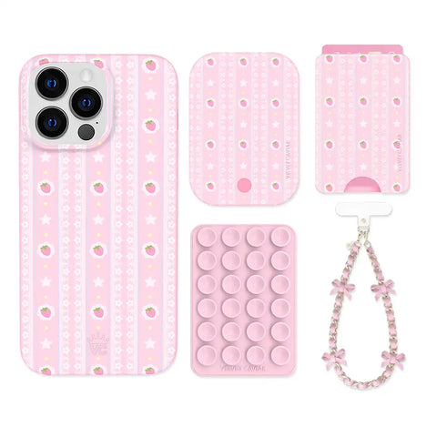 Strawberry Macaron iPhone Bundle Set - Wallet