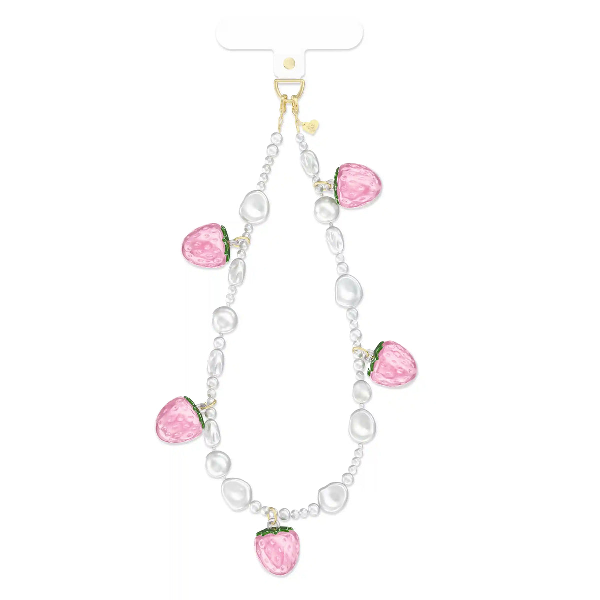 Strawberry Pearl Chain Phone Charm