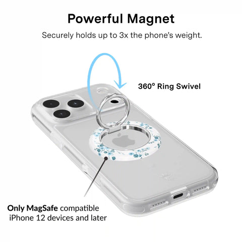 French Blue Floral MagSafe Grip Ring