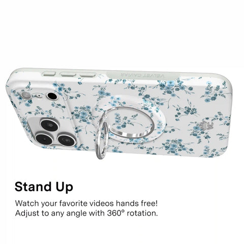 French Blue Floral MagSafe Grip Ring
