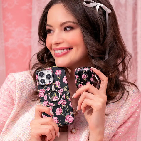 Pink Rose Floral MagSafe Grip Ring