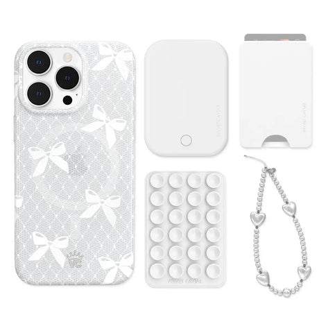Vintage Lace Bows iPhone Bundle Set - Wallet