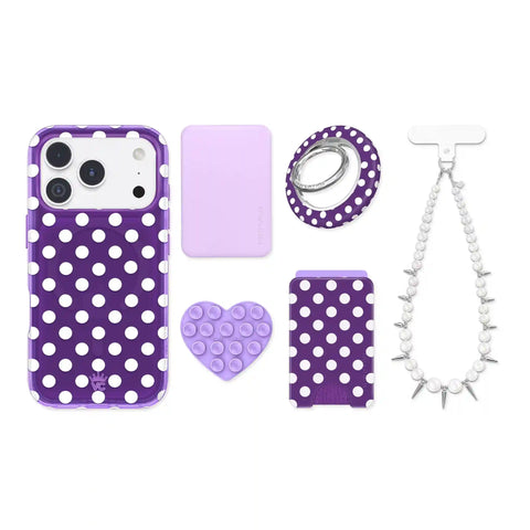 Violet Glow Polka Dot iPhone Bundle Set