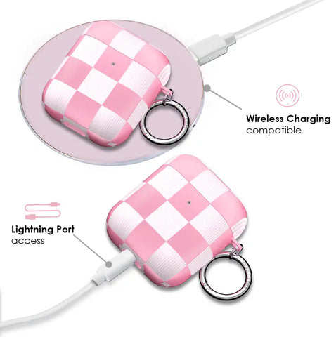 Pink Vibe Checkered AirPod Case