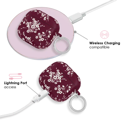 French Burgundy Floral AirPod Case