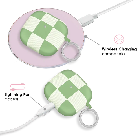 Pistachio Vibe Checkered AirPod Case