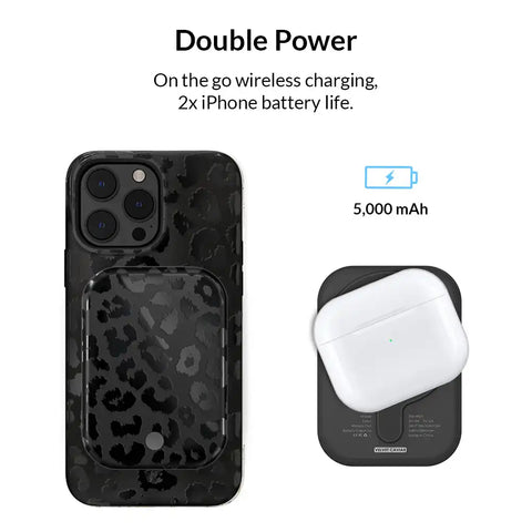 Black Leopard Portable MagSafe Charger Power Pack