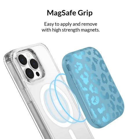 Blue Sapphire Leopard Portable MagSafe Charger Power Pack
