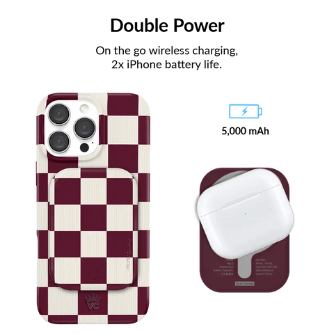 Burgundy Vibe Checker Portable MagSafe Charger Power Pack