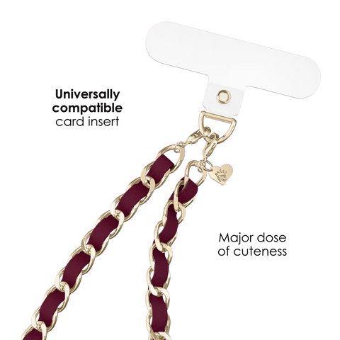 Burgundy Leather Chain Phone Charm