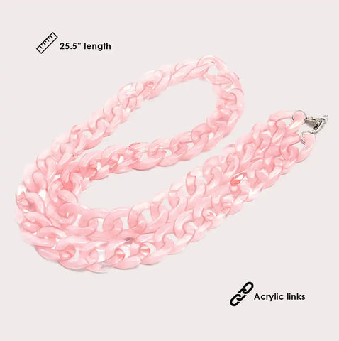 Mask Chain Necklace - 19mm Curb in Pink Quartz