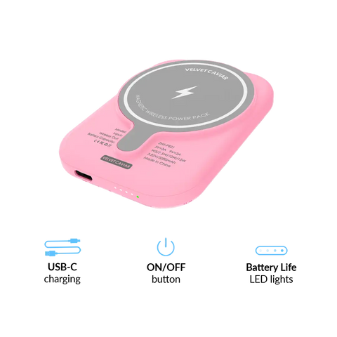 Pink Cherry Blossom Portable MagSafe Charger Power Pack