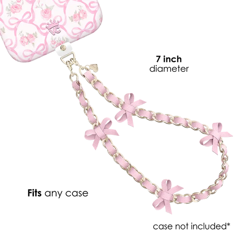 Pink Bow Leather Chain Phone Charm