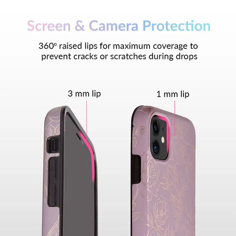 Dusty Rose Chrome Floral iPhone Case