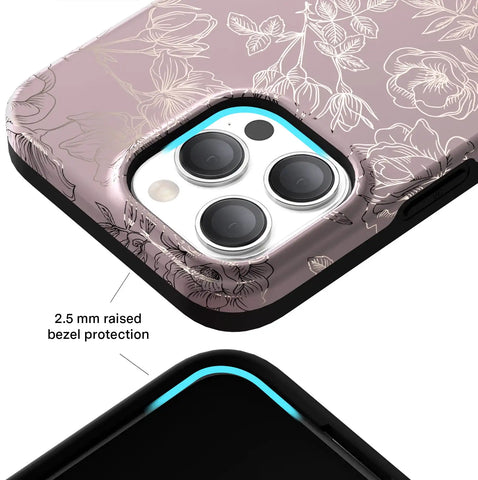 Dusty Rose Chrome Floral iPhone Case