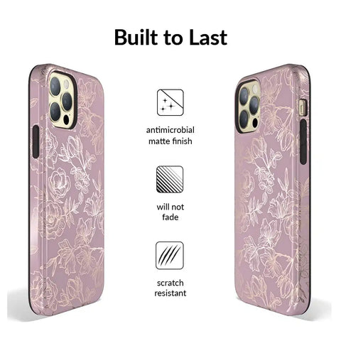 Dusty Rose Chrome Floral iPhone Case