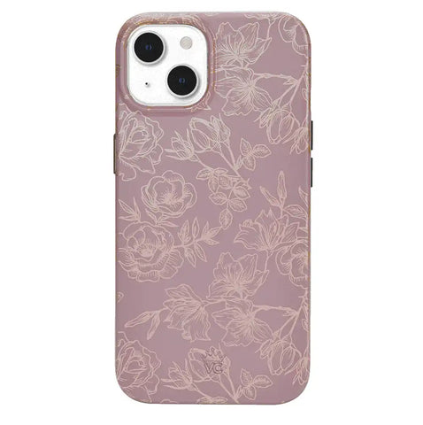 Dusty Rose Chrome Floral iPhone Case