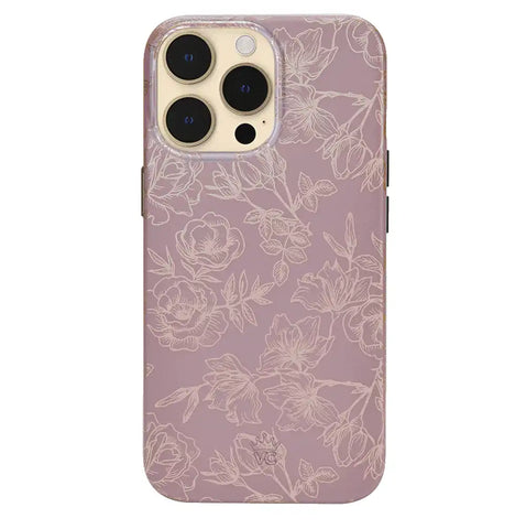Dusty Rose Chrome Floral iPhone Case