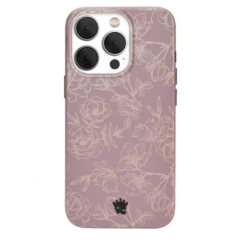 Dusty Rose Chrome Floral iPhone Case
