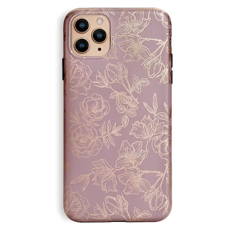 Dusty Rose Chrome Floral iPhone Case