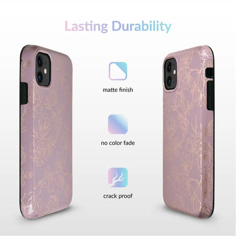 Dusty Rose Chrome Floral iPhone Case