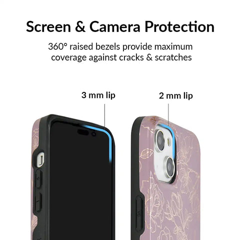 Dusty Rose Chrome Floral iPhone Case