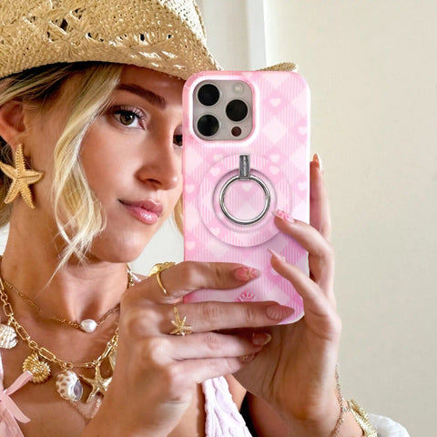 Dolly Pink Gingham MagSafe Grip Ring