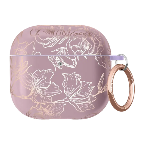 Dusty Rose Chrome Floral AirPods Case