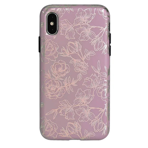 Dusty Rose Chrome Floral iPhone Case
