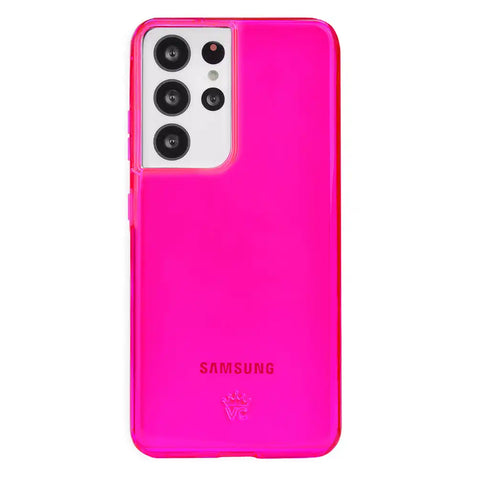 Neon Pink Clear Samsung Case