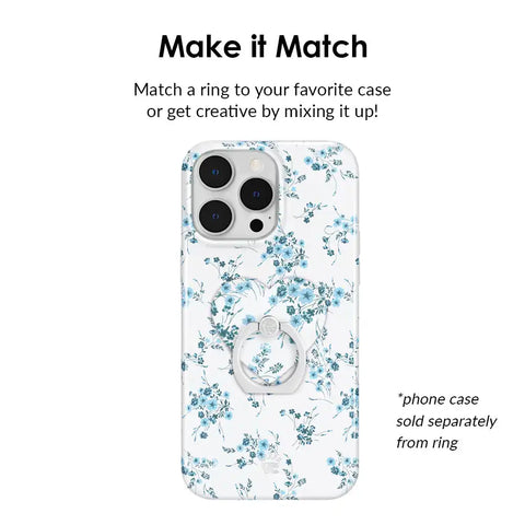 French Blue Floral Phone Ring