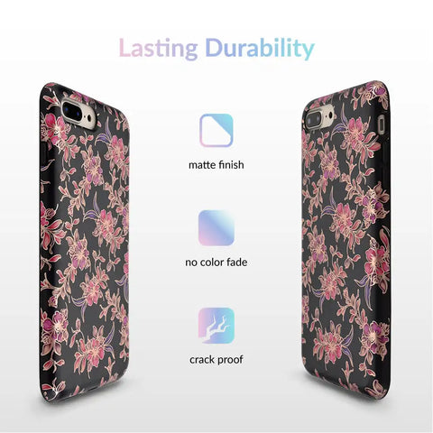 Midnight Floral Rose Gold Chrome iPhone Case