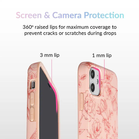 Nude Red Chrome Floral iPhone Case