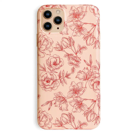 Nude Red Chrome Floral iPhone Case