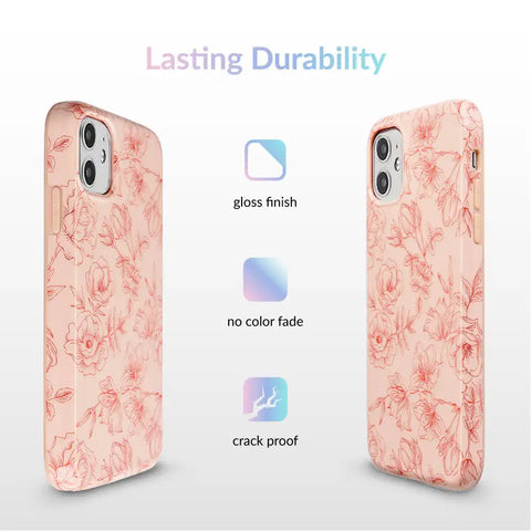 Nude Red Chrome Floral iPhone Case