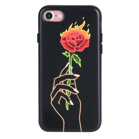 Neon Rose iPhone Case by Nessa