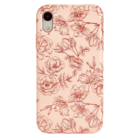 Nude Red Chrome Floral iPhone Case